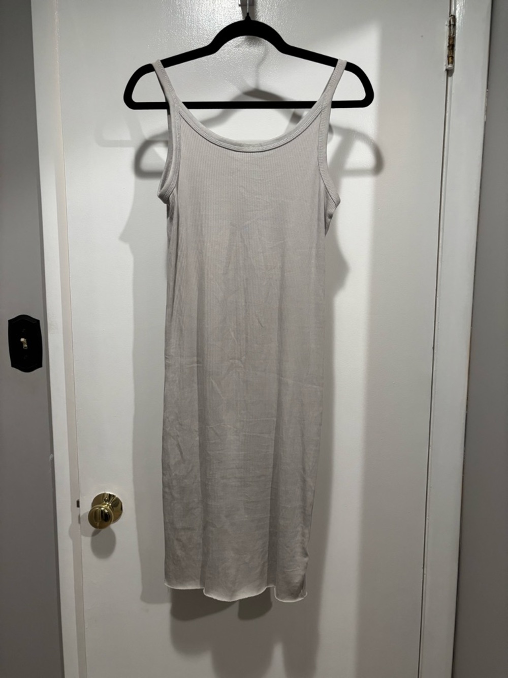 H&M Light Gray Ribbed Tank Midi Dress Small